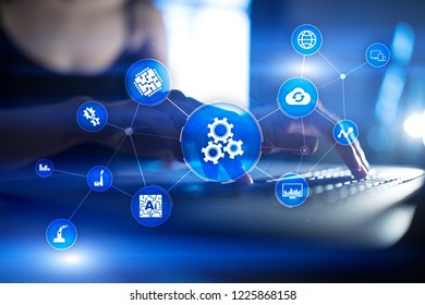 Automation solution and software for business process, Workflow, Modern technology and automatization in manufacturing. Smart industry.