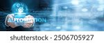 Automation using mobile smartphone and Automation icon network connection, data with growth, automation analytics, automation efficiency