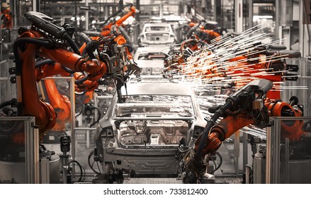 Automobile assembly line production - Shutterstock ID 733812400
