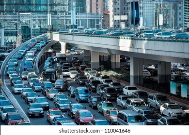 automobile congestion in the morning rush hour - Shutterstock ID 110041646