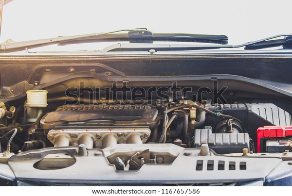 Automobile engine maintenance safety in driving\
, soft focus ,\
blurred.