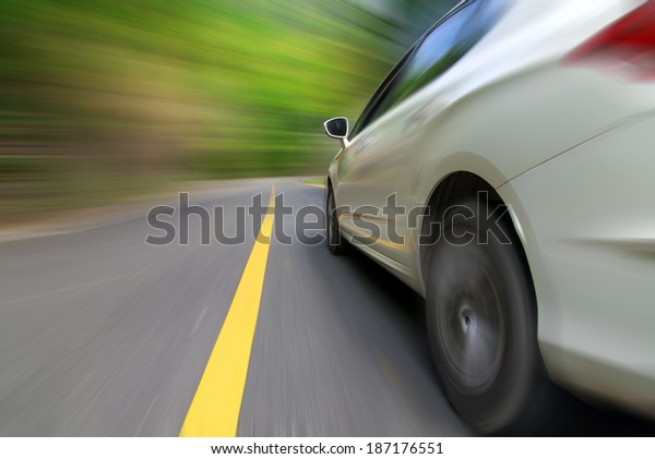 Automobile highway\
driving, wheel movement.\
