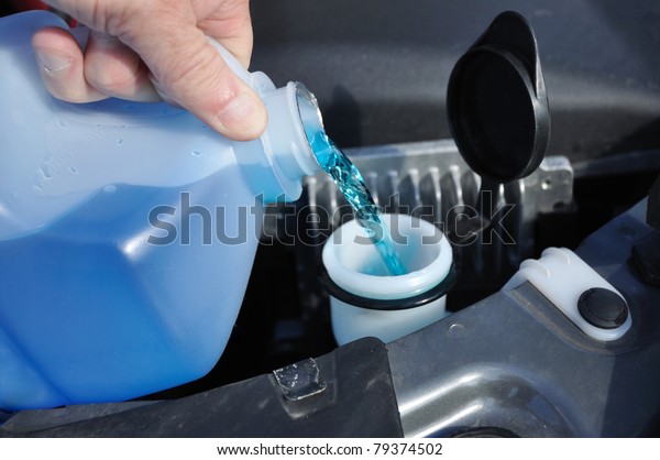 Automobile Maintenance - Filling the Windshield\
Washer Fluid on a\
Car