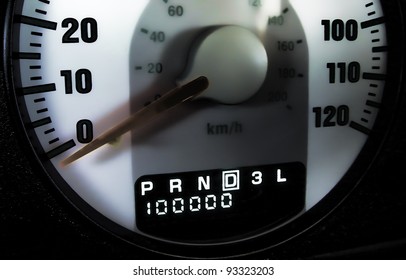 Automobile Odometer At 100,000 Miles