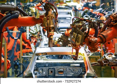 Automobile production arm welding line