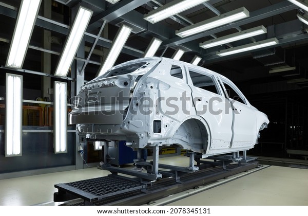 Automobile production line. ar painting. Modern car\
assembly plant