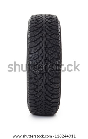 The automobile tire isolated on white background