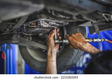 Automotive automatic transmission repair and service in garage services. - Shutterstock ID 2215303393