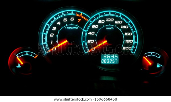 automotive dashboard neon\
colored lights