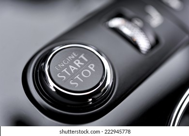 Automotive detail Start Stop button in a luxury car 