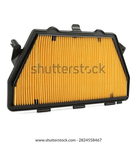 Automotive Engine Air Filter Vector Illustration with Orange Pleats and Black Frame for Car Maintenance, Vehicle Repair Manuals, and Auto Parts Shop Logos