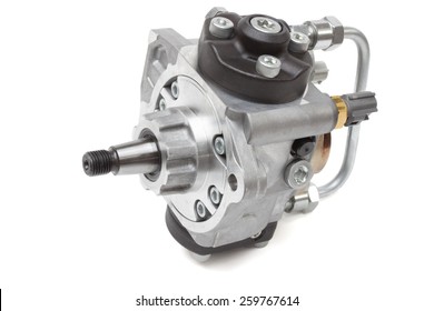 Automotive Fuel Injection Pump For Diesel Engines On A White Background