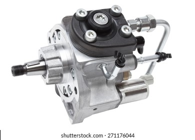 Automotive Fuel Injection Pump For Diesel Engines On A White Background