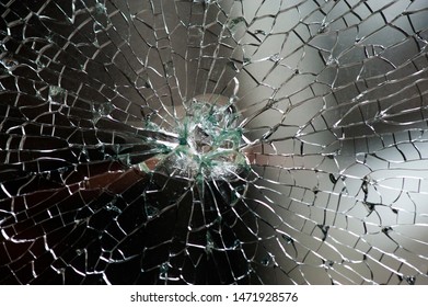 Automotive glass or car windshield broken and damage from accident
