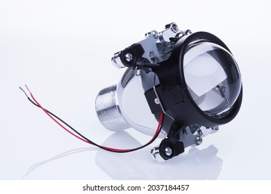 Automotive Headlamp Lens Bi-xenon. Isolate On White Background