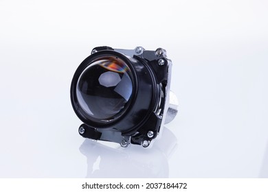 Automotive Headlamp Lens Bi-xenon. Isolate On White Background