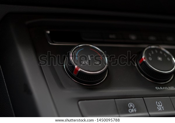 Automotive Interior Close up, Air\
Conditioning System, Air Conditioning Adjustment\
Button.