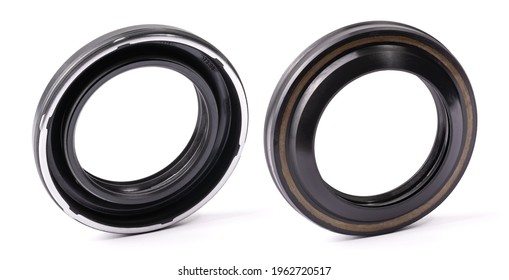 Automotive Oil Seal On The Rear Axle Isolated On White Background