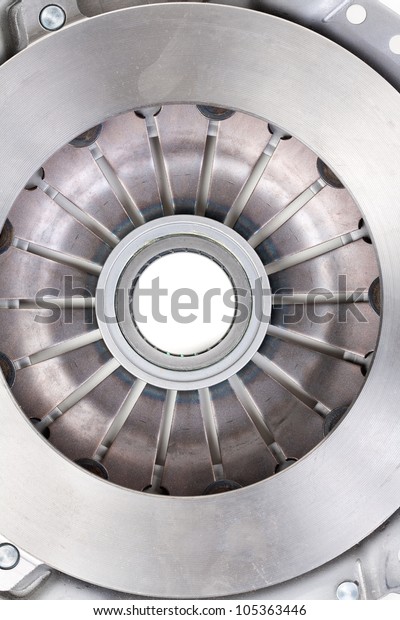 automotive part. automobile engine clutch. Isolated\
on white with clipping\
path