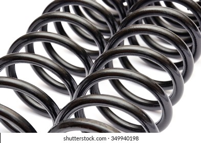 Automotive Suspension Coil Spring On The White Background