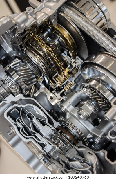 Automotive
transmission gearbox with lots of
details