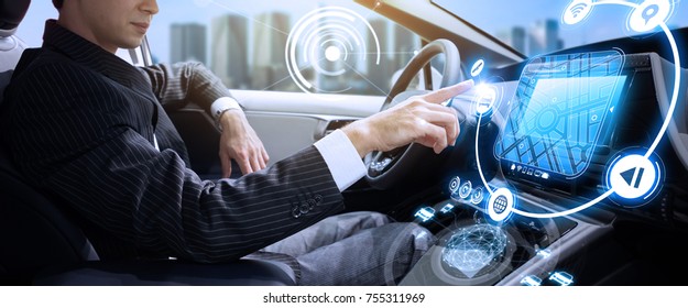 Autonomous car concept. Driverless vehicle.