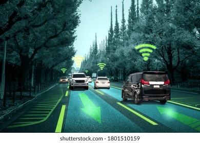 Autonomous Car Sensor System Concept For Safety Of Driverless Mode Car Control . Future Adaptive Cruise Control Sensing Nearby Vehicle And Pedestrian . Smart Transportation Technology .