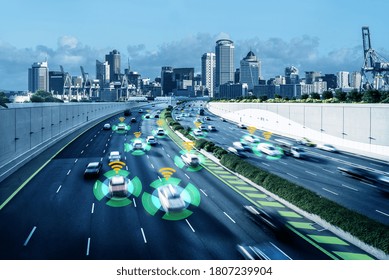 Autonomous Car Sensor System Concept For Safety Of Driverless Mode Car Control . Future Adaptive Cruise Control Sensing Nearby Vehicle And Pedestrian . Smart Transportation Technology .