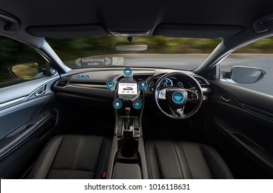 autonomous driving car and digital speedometer technology image visual