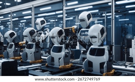 Autonomous Robots Expertly Assemble Components In A High-Tech Facility, Demonstrating Innovative Self-Assembly Techniques And Precision Engineering, Manufacturing Efficiency Production Processes.