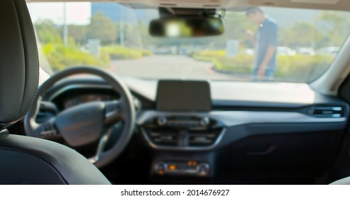 An Autonomous Self Driving Car With No One In Driver Seat And Detect A Pedestrian Pass Through Road