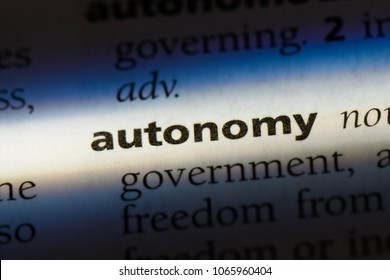 autonomy word in a dictionary. autonomy concept.