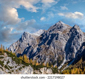 Autumn Alps Rocky Mountain Tops View From Hiking Path, Kleinarl, Land Salzburg, Austria.