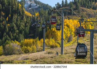 Autumn In Aspen Colorado Gondola Ski Lift