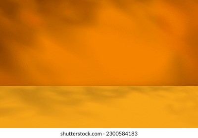 Autumn background,Concrete Studio background with Leaves shadow overlay on wall,Empty Room Orange Concrete texture with Yellow Floor Cement,Backdrop Scene Product Display Presentation for Fall Season - Shutterstock ID 2300584183