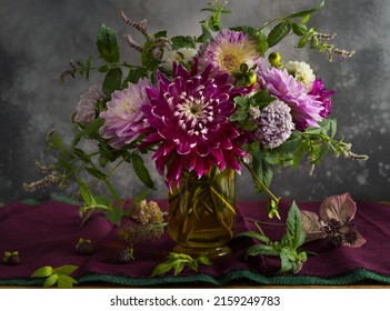 Autumn beautiful garden flowers in vase. Dahlia,aster and chrysanthemum. - Powered by Shutterstock