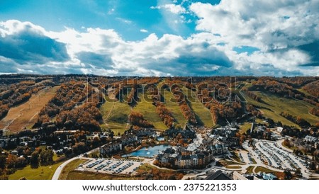 Autumn in Blue Mountain Ontario - Aerial Image of Beautiful Changing Fall Foliage 