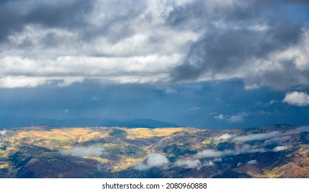 Autumn Color And Dramatic Clouds Above Durango Valley Above Durango Colorado From Animas Mountain