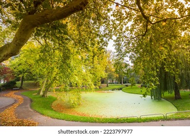 Autumn colors in the historic Prinsentuin park in Leeuwarden, Netherlands