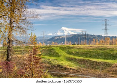 Autumn Colors In A Landscape With Mt. Hood Oregon State.