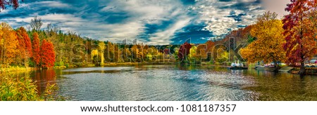 Autumn colors on lake - Lipnik (Teketo) park, Nikolovo village area, Ruse district, Bulgaria.