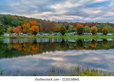 Autumn Colors At Rv Campground In Central New York State