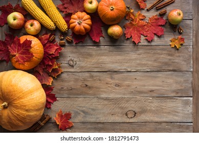 Thanksgiving Pumpkins Fruits Falling Leaves On Stock Photo (Edit Now ...