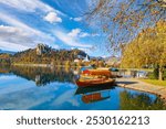 Autumn day at the beautiful Lake Bled in Slovenia