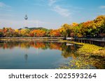 Autumn of Duryu Park Seongdangmot pond in Daegu, Korea