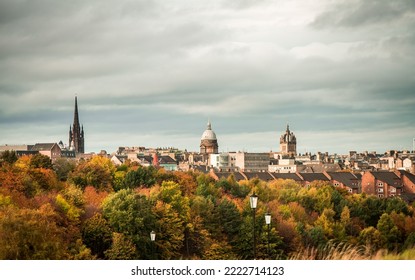 Autumn Edinburgh, Scotland. Old Part Of The Town And Colorful Fall.