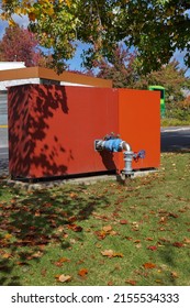 Autumn, Environment, Equipment, Garden, Grass, Industry, Metal, Nature, Outdoors, Plant, Protection, Red, Technology, Tree, Yellow, Safety, Storage Tank, Safe - Security Equipment, Background, Box, Bu