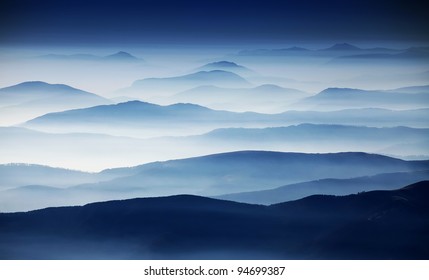 Autumn foggy landscape in Parang Mountains, Romania, Europe - Powered by Shutterstock