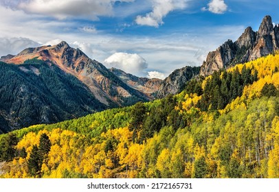 Autumn foliage of the mountain forest. Autumn mountain forest landscape. Mountain forest in autumn. Autumn in mountains - Shutterstock ID 2172165731