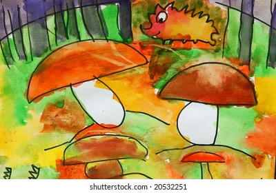 autumn forest  painting child